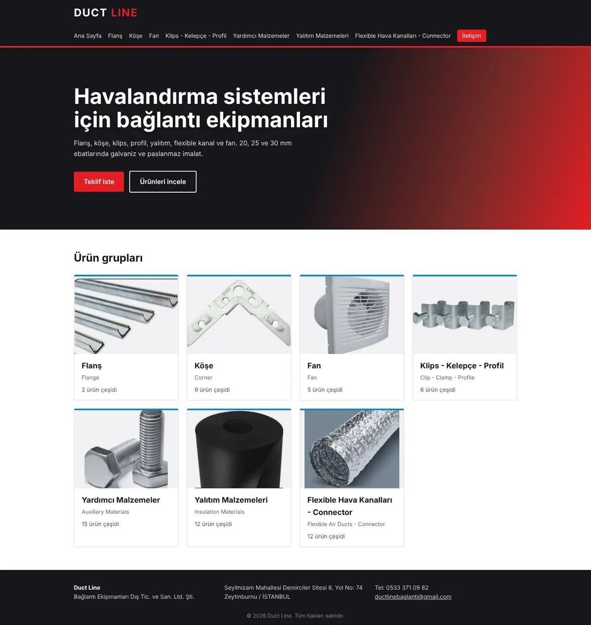 Duct Line anasayfası