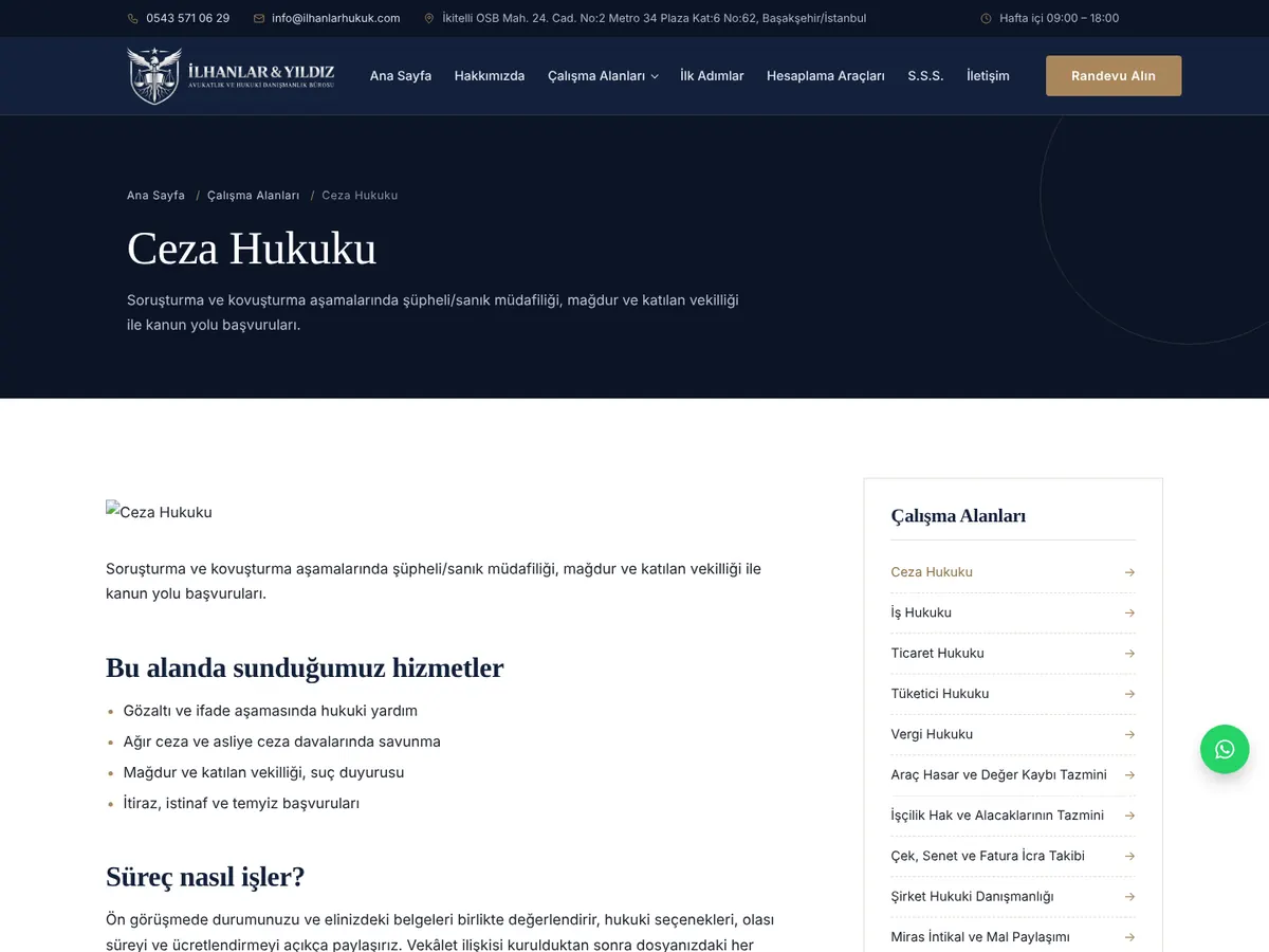 Çalışma alanı: ceza hukuku